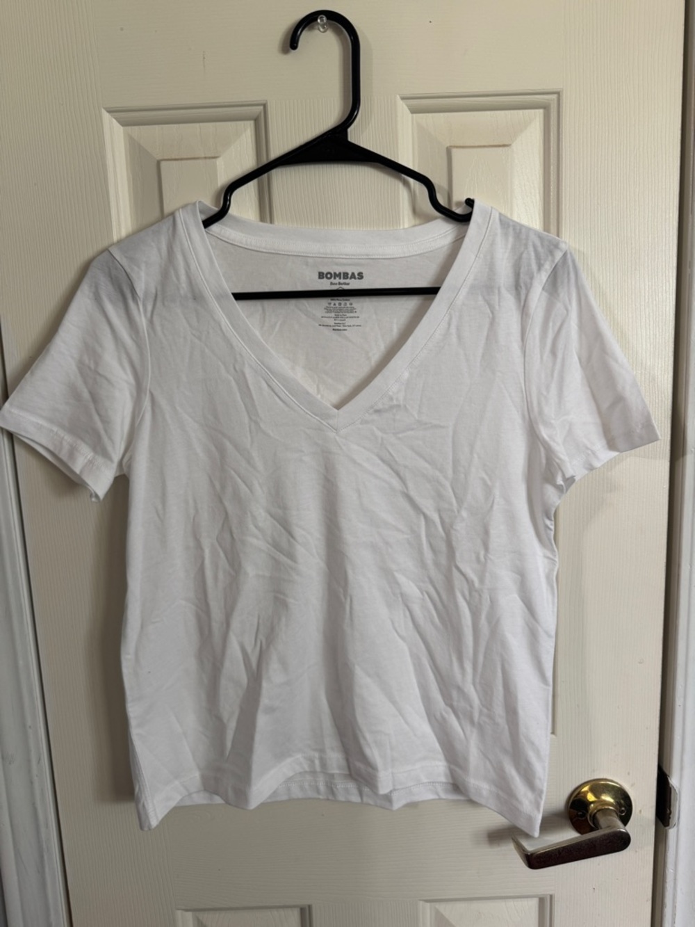 Bombas White V-Neck Short Sleeve Tee